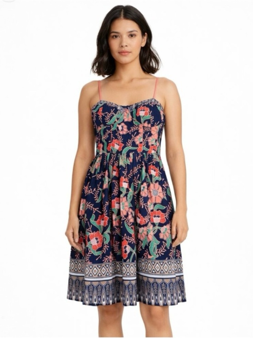 Band of Gypsies Navy Bohemian Coral Floral Dress, Date Night